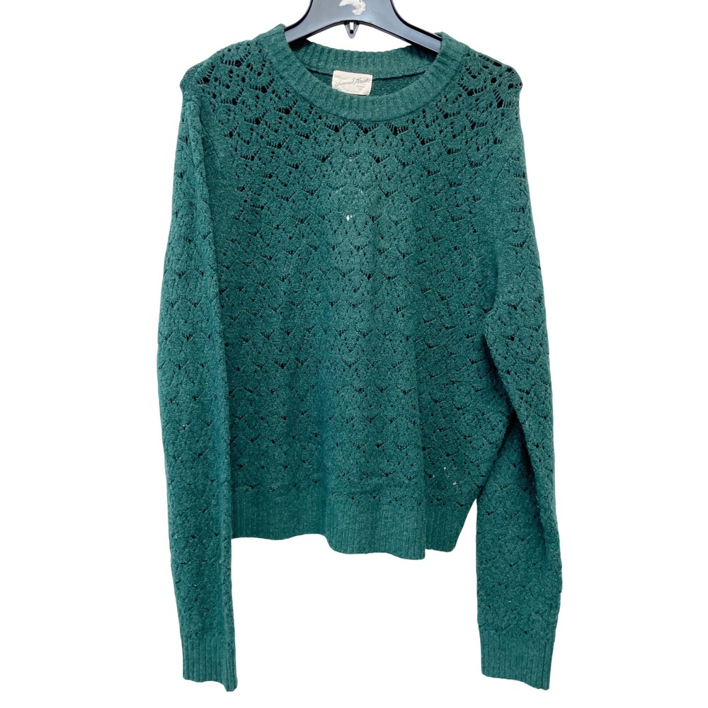 Universal Thread Women's Green Pointelle Eyelet Knit Pullover Sweater Size XXL